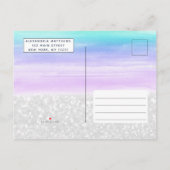 Teal Lavender White Glitter Dolphin Pool Birthday インビテーションポストカード (裏面)