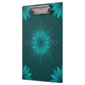 Teal Leaf Mandala Design on Dark Cyan クリップボード (左)