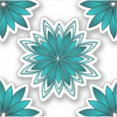 Teal Leaf Mandala Design on Dark Cyan シール (正面)