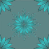 Teal Leaf Mandala Design on Dark Cyan シール (正面)