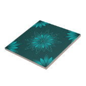 Teal Leaf Mandala Design on Dark Cyan タイル (側面)
