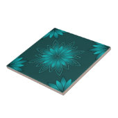 Teal Leaf Mandala Design on Dark Cyan タイル (側面)