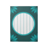 Teal Leaf Mandala Design on Dark Cyan ノートパッド (回転)
