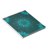 Teal Leaf Mandala Design on Dark Cyan ノートパッド (アングル)