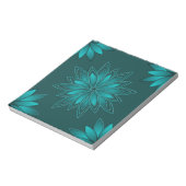 Teal Leaf Mandala Design on Dark Cyan ノートパッド (回転)