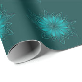 Teal Leaf Mandala Design on Dark Cyan ラッピングペーパー (ロールコーナー)