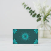 Teal Leaf Mandala Design on Dark Cyan 名刺 (スタンド正面)