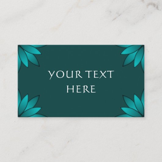 Teal Leaf Mandala Design on Dark Cyan 名刺 (正面)