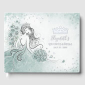 Teal Light Sage Seafoam Princess Quince Birthday ゲストブック (正面)