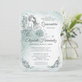Teal Light Sage Seafoam Princess Quince Birthday 招待状 (スタンド正面)