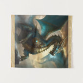 Teal Lightening Dragon Wall Hanging Bedroom Decor タペストリー (正面(横))