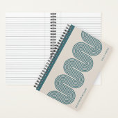 Teal Lombard Wavy Lines Modern Custom Notebook ノートブック (内側)