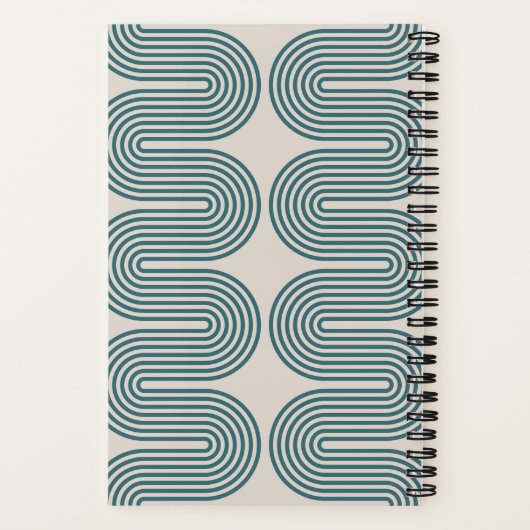 Teal Lombard Wavy Lines Modern Custom Notebook ノートブック (裏面)