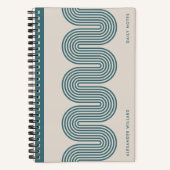 Teal Lombard Wavy Lines Modern Custom Notebook ノートブック (正面)