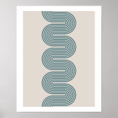 Teal Lombard Wavy Lines Modern Minimal Art Print ポスター (正面)