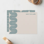 Teal Lombard Wavy Lines Modern Stationery Card ノートカード (正面/裏面インサイチュ)