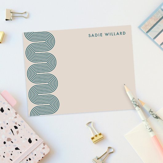 Teal Lombard Wavy Lines Modern Stationery Card ノートカード
