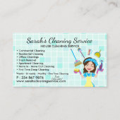 Teal Maid Janitorial Lady qr code Cleaning Service 名刺 (正面)