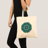 Teal Mandala Tote Bag - Boho Canvas ShoppiTote Bag トートバッグ (正面(商品))