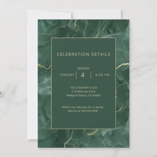 Teal Marble 95th Birthday 招待状 (裏面)