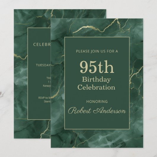 Teal Marble 95th Birthday 招待状 (正面/裏面)