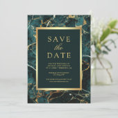 Teal Marble Gold Photo Wedding セーブザデート (スタンド正面)