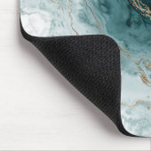 Teal Marble & Gold Vein Mousepad マウスパッド (コーナー)