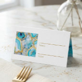 Teal Marble Gold Vein Place Cards プレイスカード