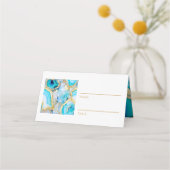 Teal Marble Gold Vein Place Cards プレイスカード (裏面)