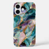 Teal Marble Phone Case Gold Abstract Luxury Case-Mate iPhoneケース (裏面)