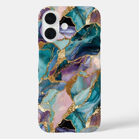 Teal Marble Phone Case Gold Abstract Luxury Case-Mate iPhoneケース (裏面)