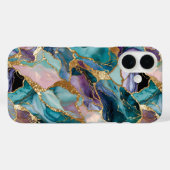 Teal Marble Phone Case Gold Abstract Luxury Case-Mate iPhoneケース (裏面 (横))