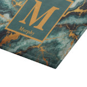 Teal Marble with Gold and Black Veins Monogram カッティングボード (角)
