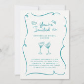 Teal Martini Bridal Shower Cocktail Party 招待状 (正面)