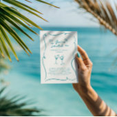 Teal Martini Bridal Shower Cocktail Party 招待状