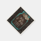 Teal Mason Jar Wood Mr. & Mrs. Wedding スタンダードカクテルナプキン (角)