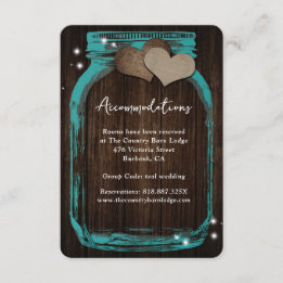 Teal Mason Jar Wood Wedding Accommodation Card エンクロージャーカード