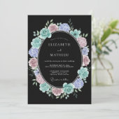 Teal Mauve Botanical Romance Wedding 招待状 (スタンド正面)