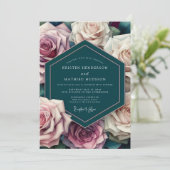 Teal Mauve Opulent Wedding 招待状 (スタンド正面)