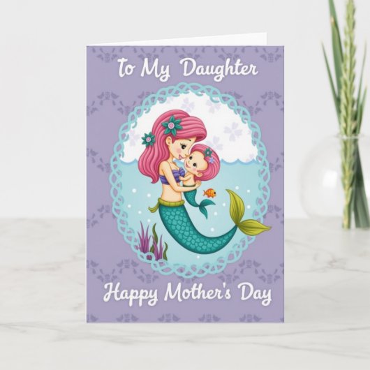 Teal Mermaid Mothers Day Card カード (正面)
