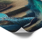 Teal Mermaid Steampunk Vintage Victorian Lady ポスター (角)