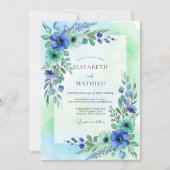 Teal Mint Ethereal Spring Wedding 招待状 (正面)