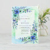 Teal Mint Ethereal Spring Wedding 招待状 (スタンド正面)