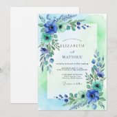 Teal Mint Ethereal Spring Wedding 招待状 (正面/裏面)