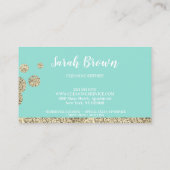 Teal Mint Gold Sparkle Cleaning Maid Janitorial 名刺 (裏面)