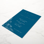 Teal Modern Botanical Wedding Foil Invitation 箔招待状 (回転した状態)