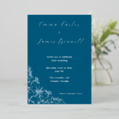 Teal Modern Botanical Wedding Foil Invitation 箔招待状 (立ち正面)