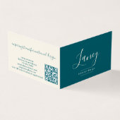 Teal Modern Elegant Script QR Code Professional 名刺 (外部)