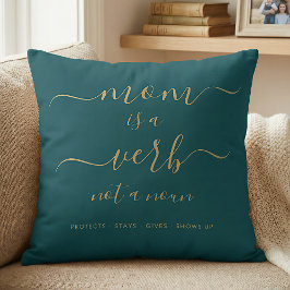 Teal Mom Is a Verb Not A Noun ママのための思い出 クッション