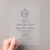 Teal Monogram Acrylic Wedding Invitation アクリル招待状 (インサイチュ (ポータブル))